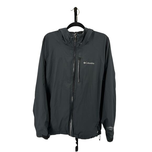 Columbia Omni-Tech Full Zip Jacket Men's L Black Waterproof Long Sleeve Hooded - Picture 1 of 12
